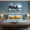 Abstract Wall Art Blue Landscape Stripe Canvas Wall Art Watercolor Canvas Painting Prints Contemporary Artworks Wall Pictures for Living Room Bedroom