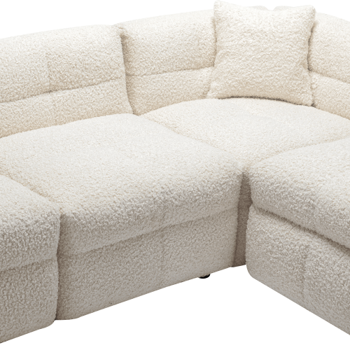 87.7" Sectional Sofa Cozy Teddy Fleece Fabric Sectional Sofa Couch with Two USB Ports a Movable Storage Ottoman and Two Lumbar Pillows for Living Room 87.7" Sectional Sofa Cozy Teddy Fleece Fabric Sectional Sofa Couch with Two USB Ports a Movable Storage Ottoman and Two Lumbar Pillows for Living Room